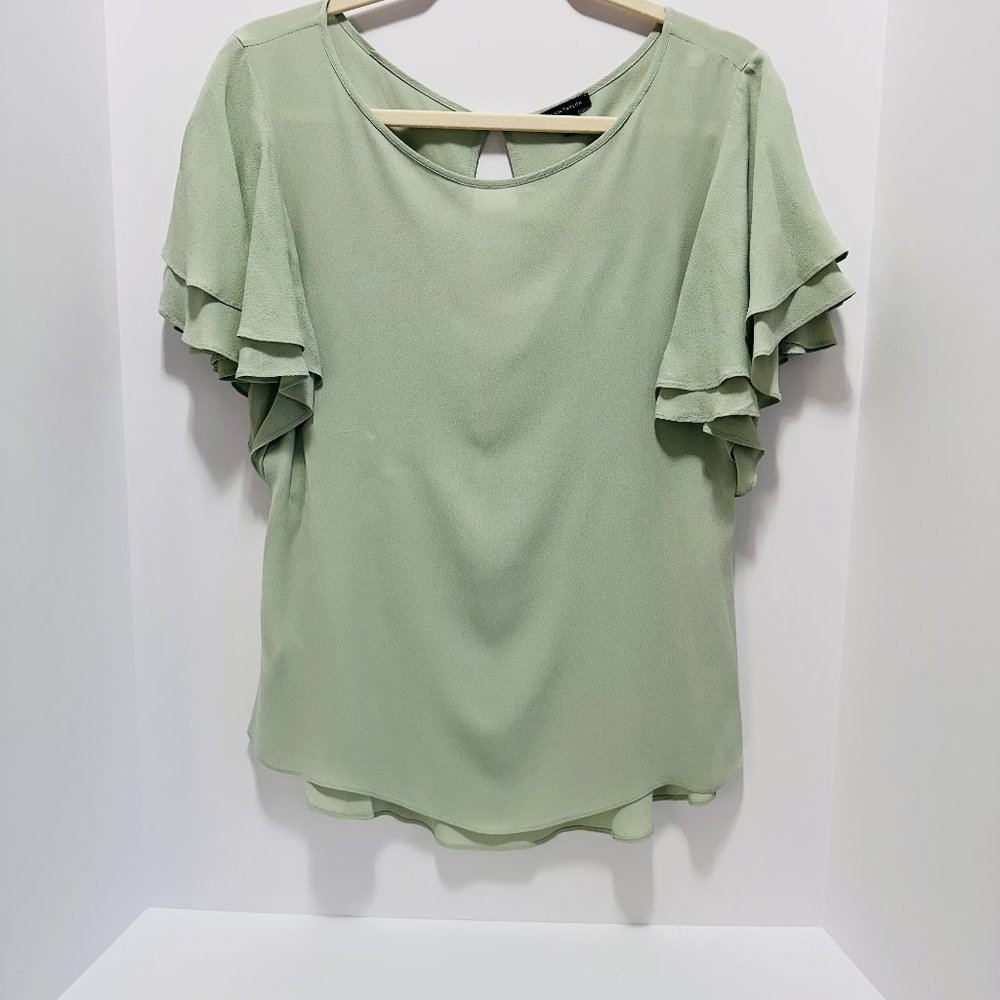 ANN TAYLOR Women's Ruffle Sleeve Pullover Blouse I Top; Color: Mint Green
